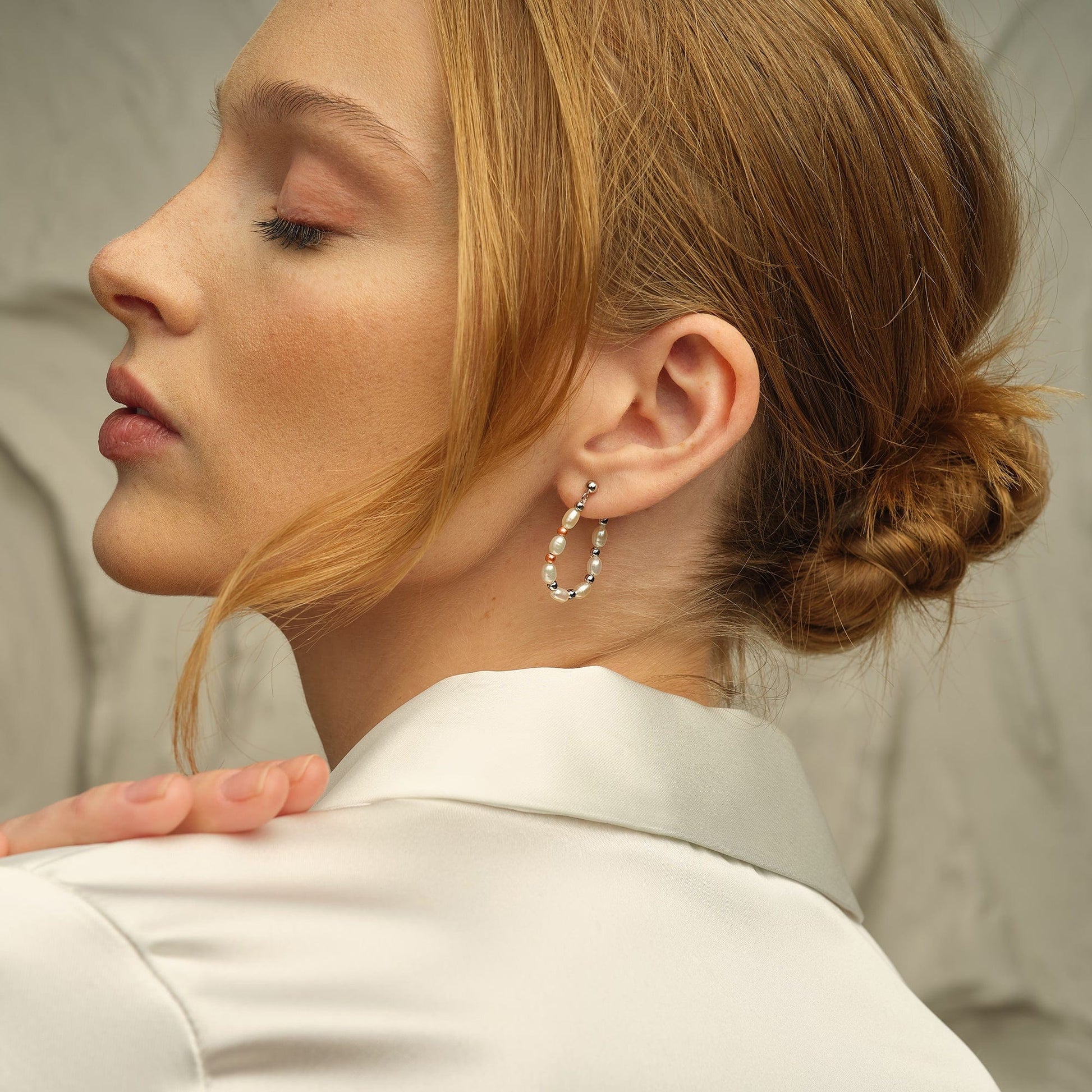 Nature's Wonder Sterling Silver Beachcomber Hoop Earrings with Pearls