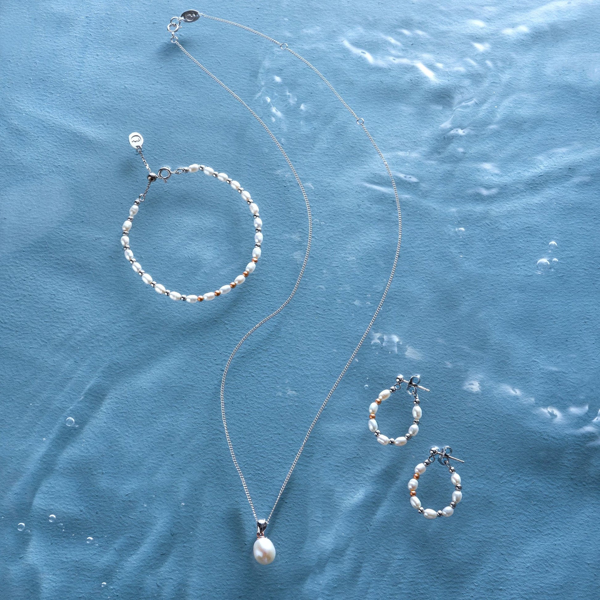 Nature's Wonder Sterling Silver Beachcomber Hoop Earrings with Pearls