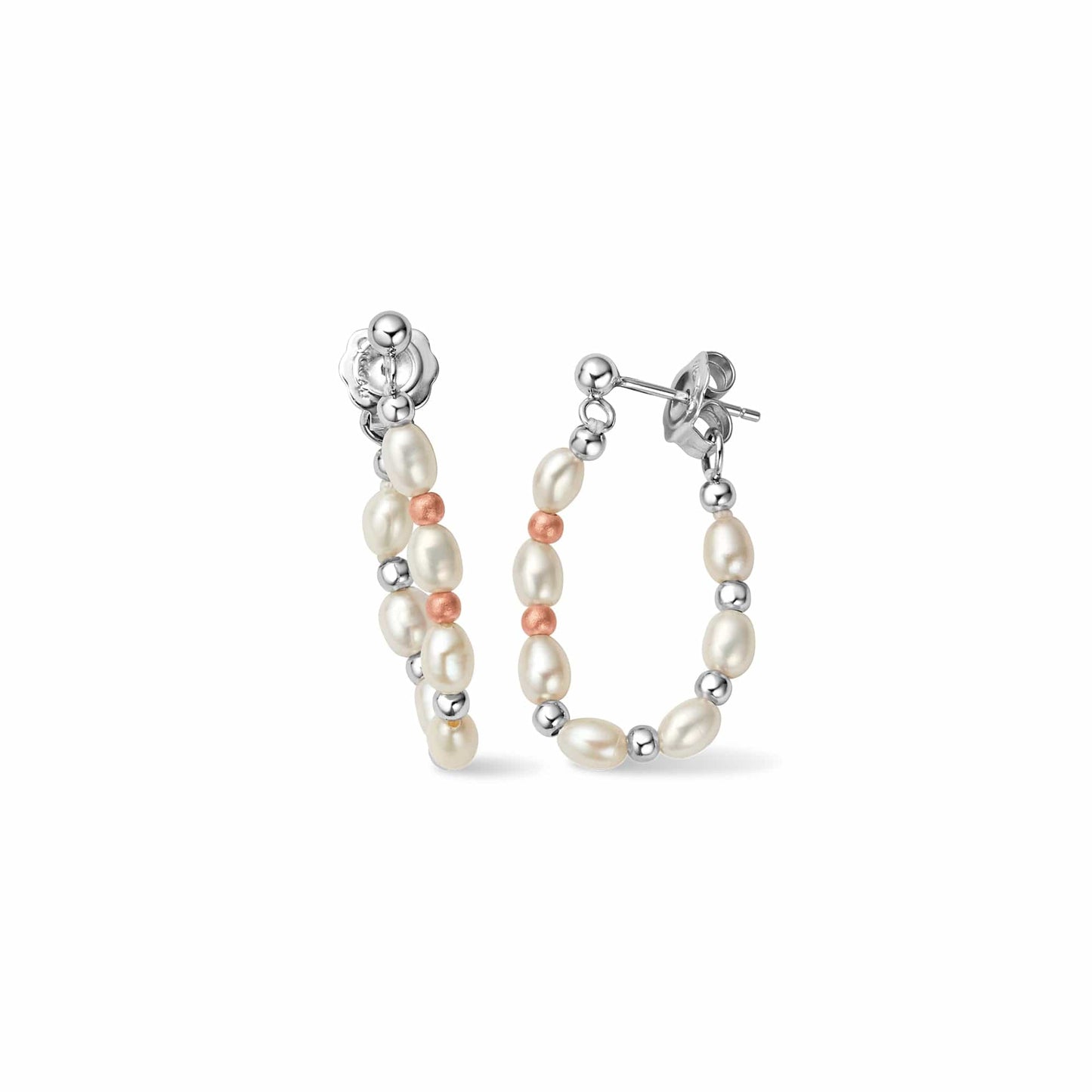 Nature's Wonder Sterling Silver Beachcomber Hoop Earrings with Pearls