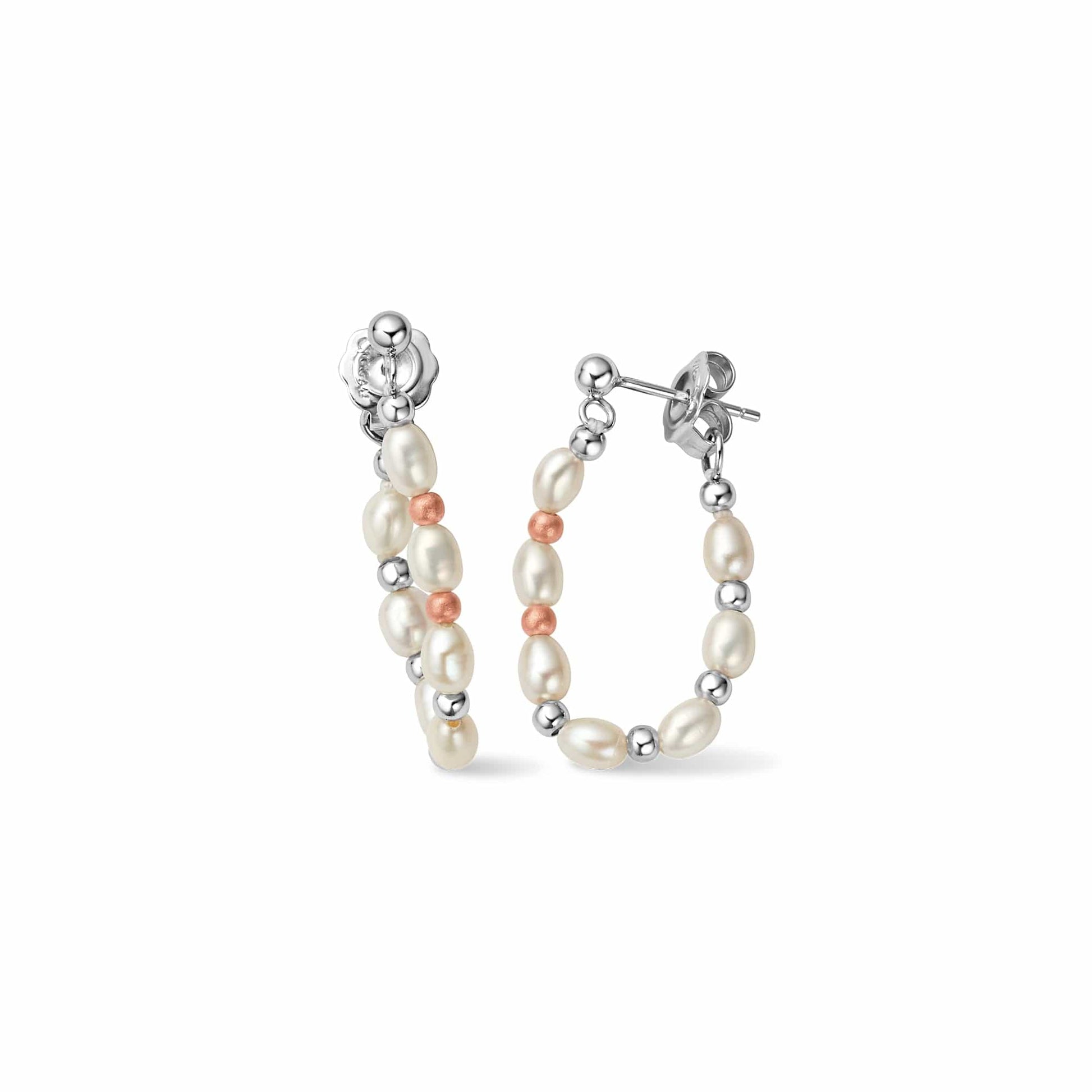 Nature's Wonder Sterling Silver Beachcomber Hoop Earrings with Pearls