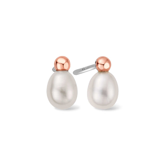 Nature's Wonder Sterling Silver Beachcomber Stud Earrings with Pearls