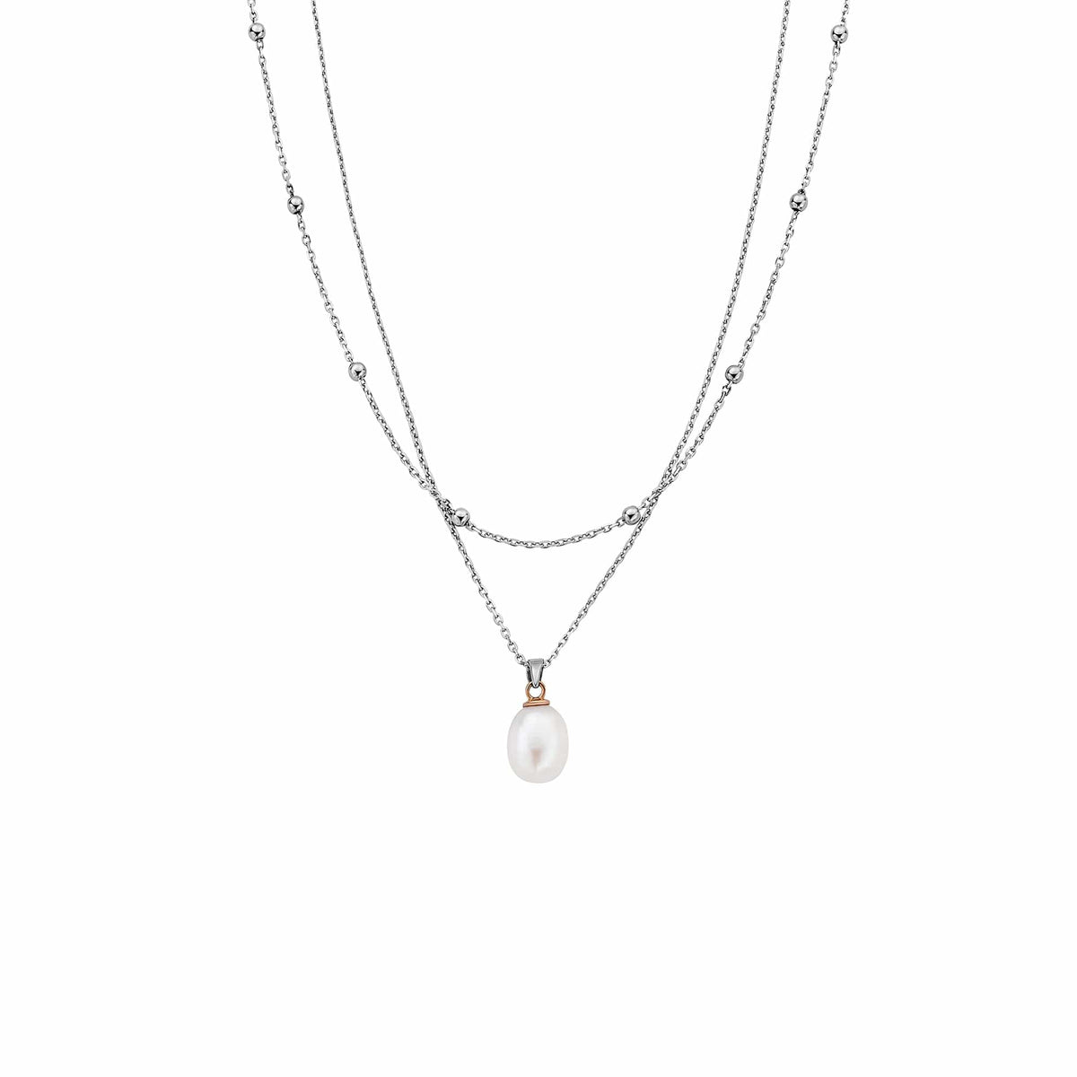 Natures Wonder Sterling Beachcomber Layered Necklace Pearl