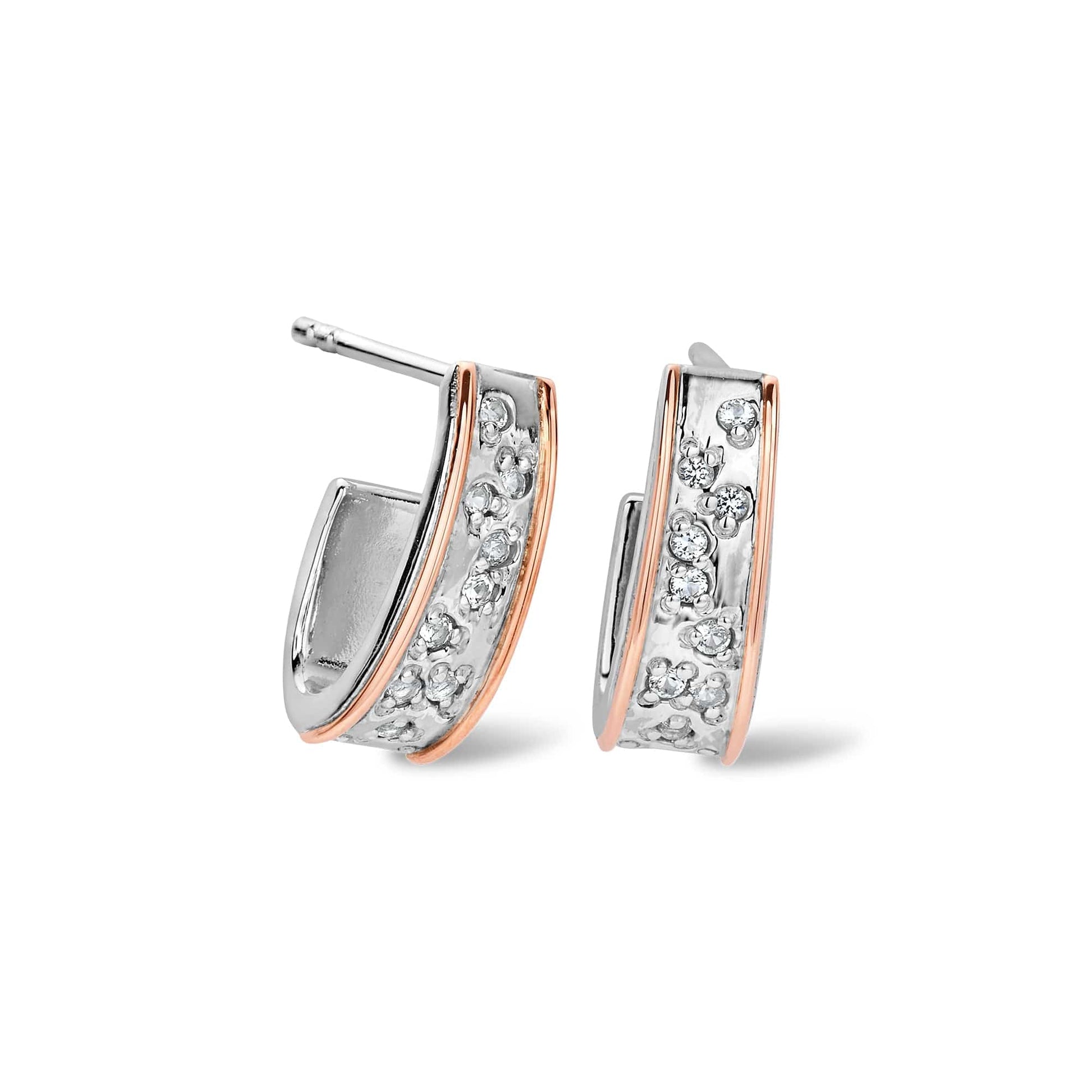 Cariad® Sterling Silver Sparkle Half-Hoop Earrings with Topaz