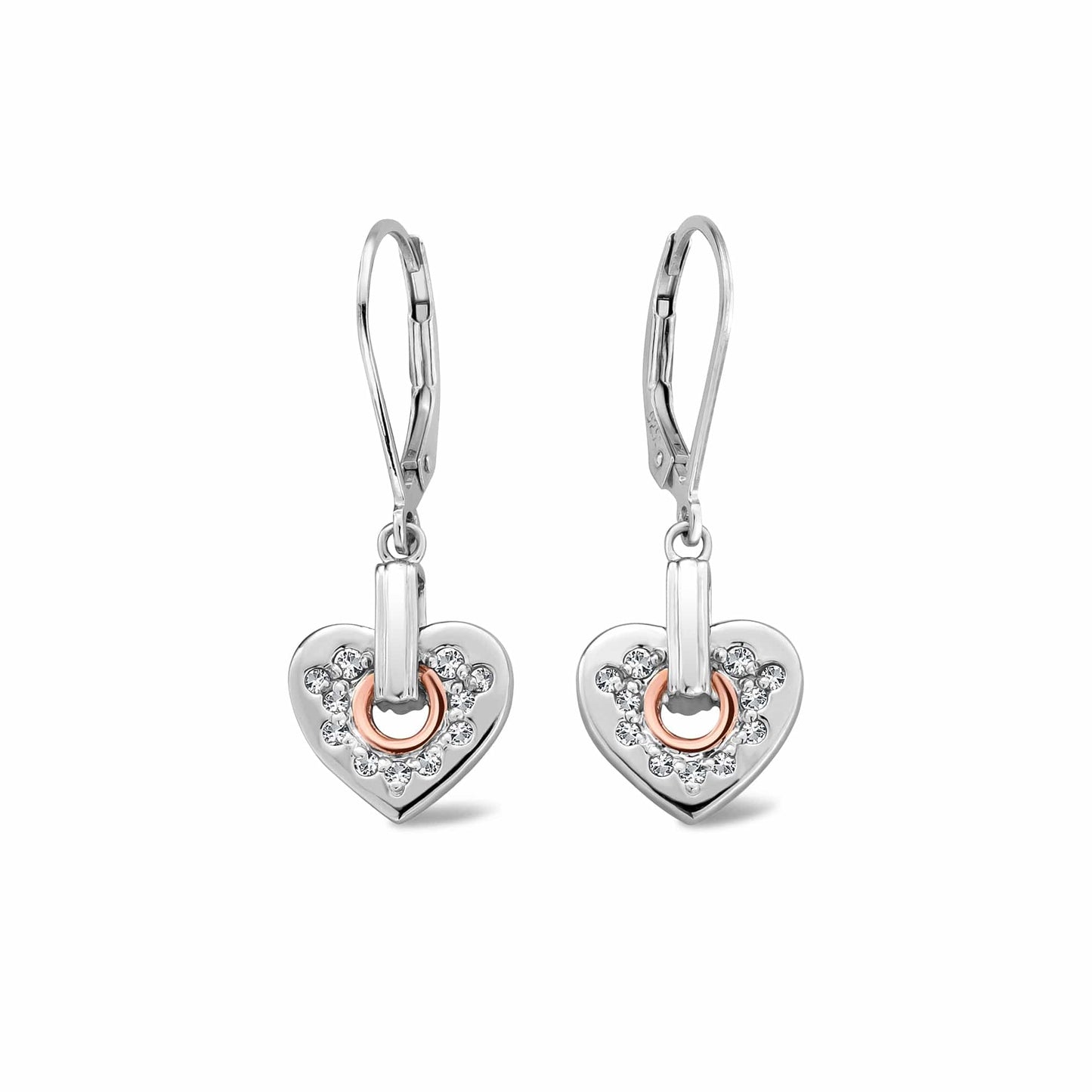 Cariad® Sparkle Silver Heart Drop Earrings