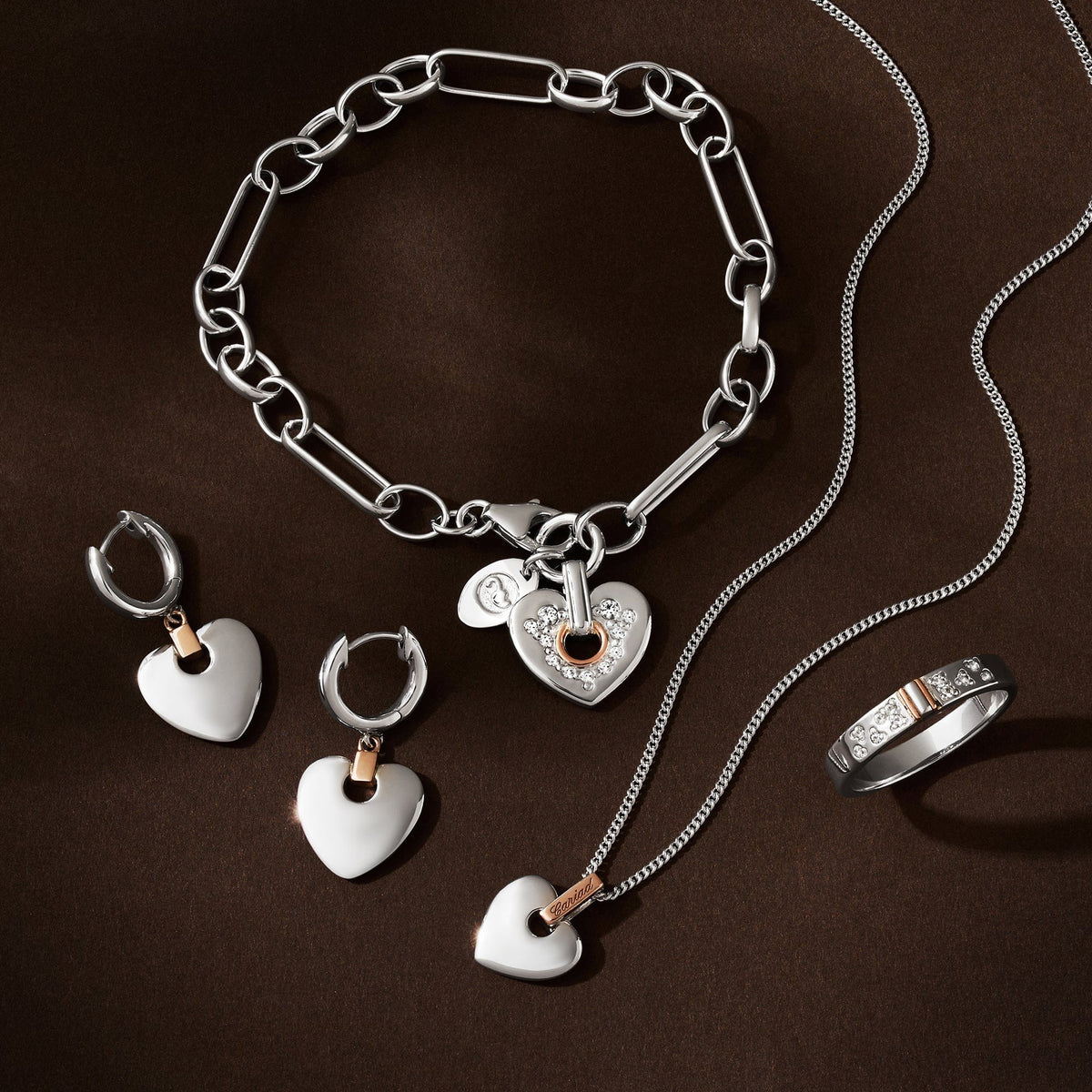 Cariad® Sterling Silver Sparkle Figaro Bracelet with Swarovski® Zirconia