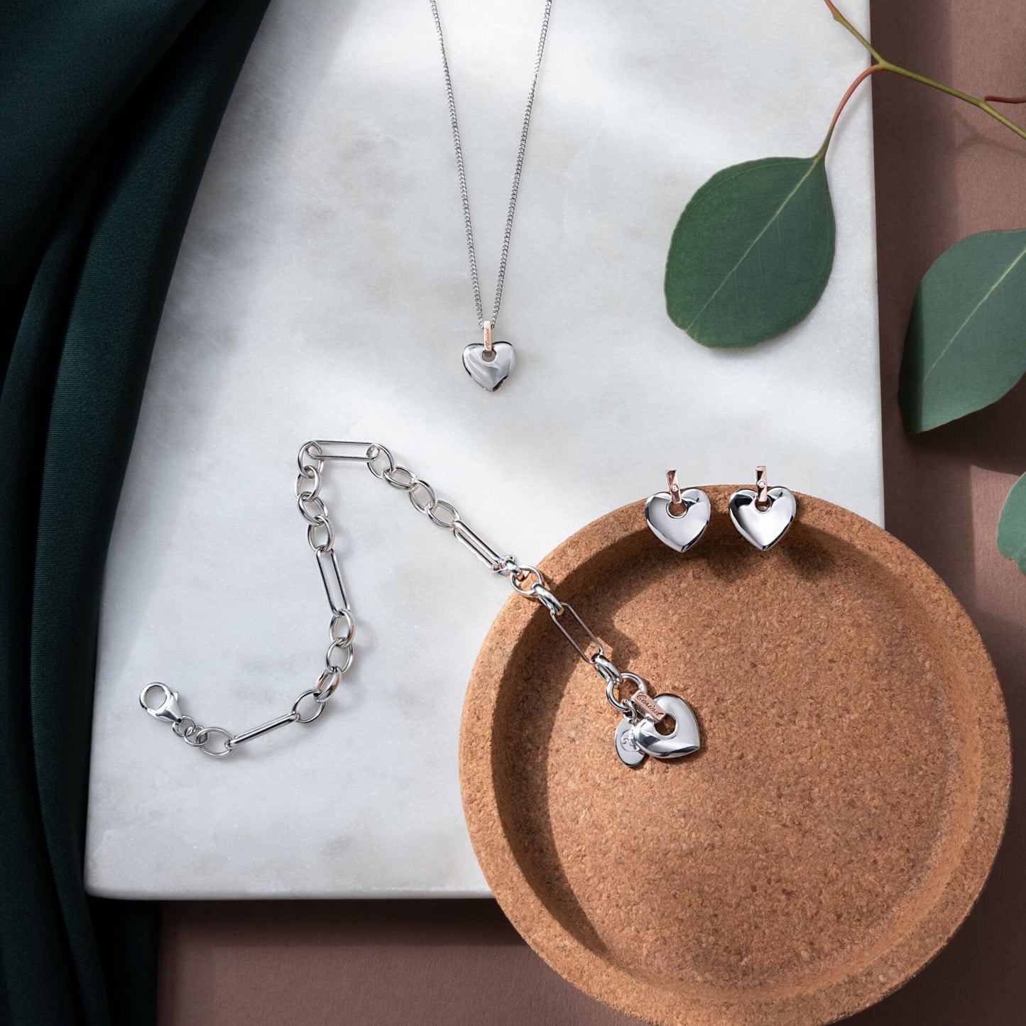 Cariad® Sterling Silver Stud Earrings with Diamonds