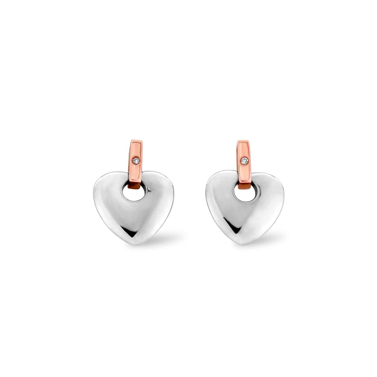 Cariad® Silver and Diamond Heart Stud Earrings