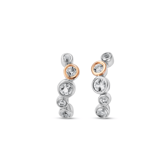 Clogau® Celebration Sterling Silver Curved Stud Earrings with Topaz