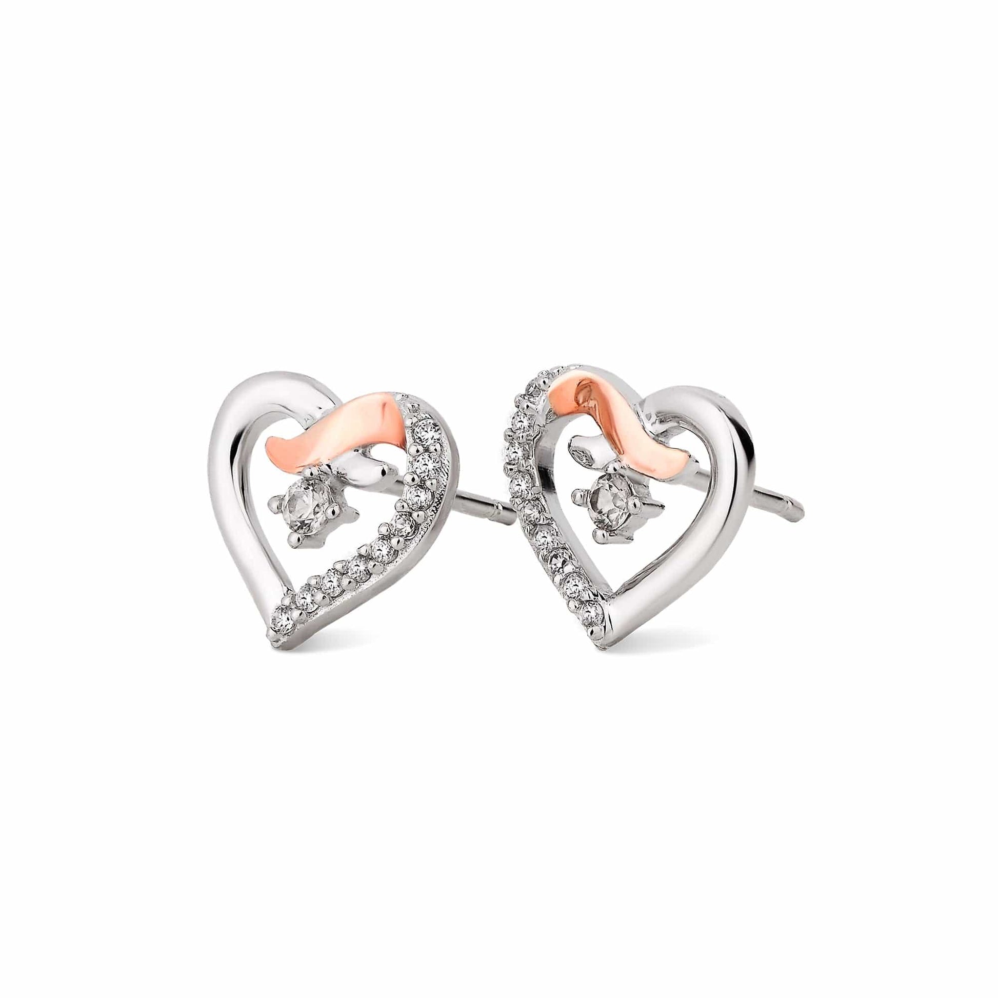 Forever Yours Sterling Silver Kiss Stud Earrings with Zircon