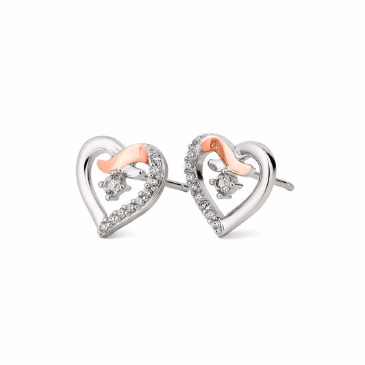 Forever Yours Sterling Silver Kiss Stud Earrings with Zircon