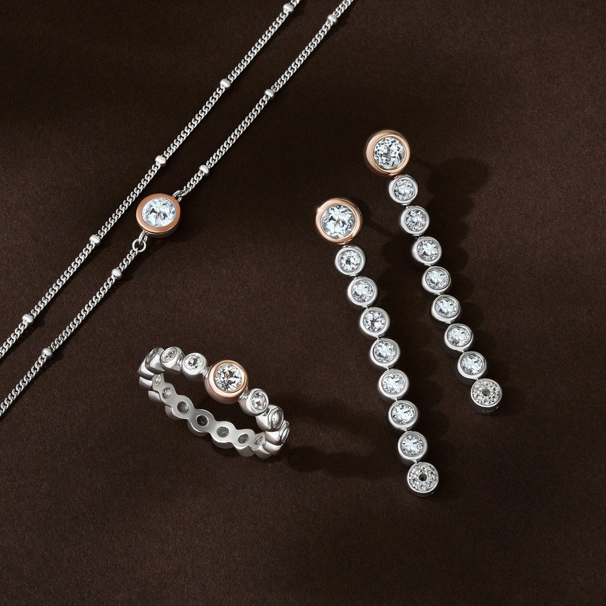 Clogau® Celebration Sterling Silver Drop-Hoop Tennis Earrings with Topaz