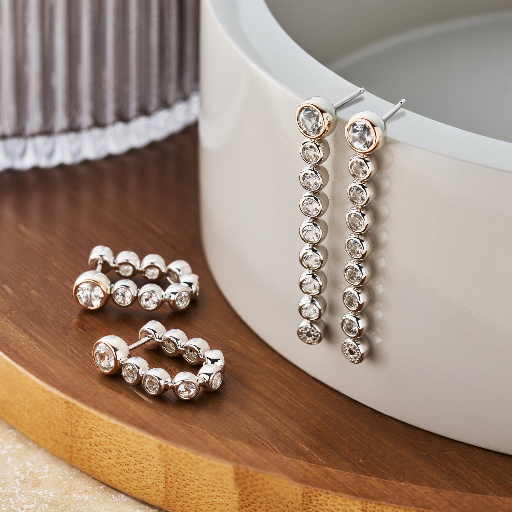 Clogau® Celebration Sterling Silver Drop-Hoop Earrings with Topaz