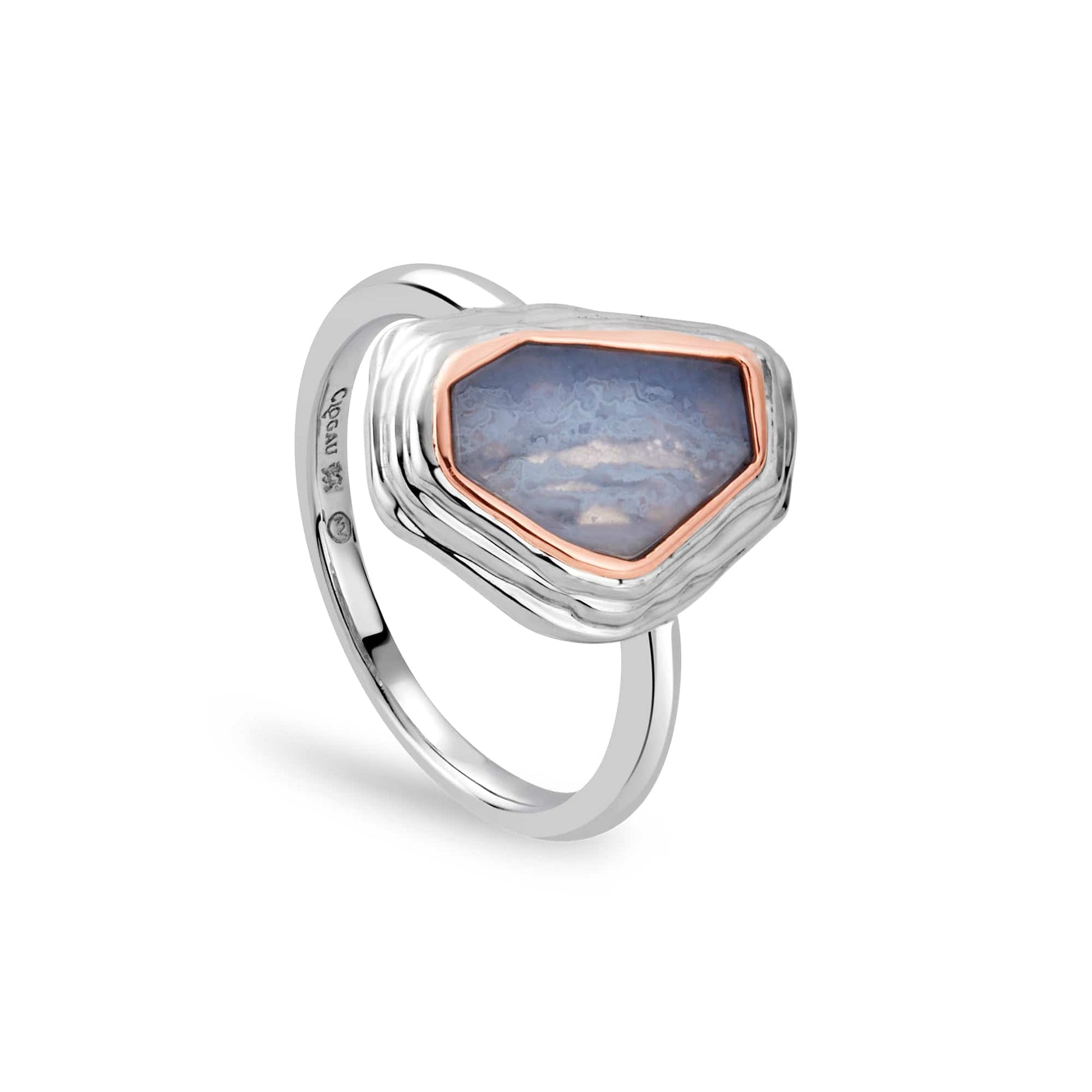 Capstones Silver and Blue Lace Agate Ring