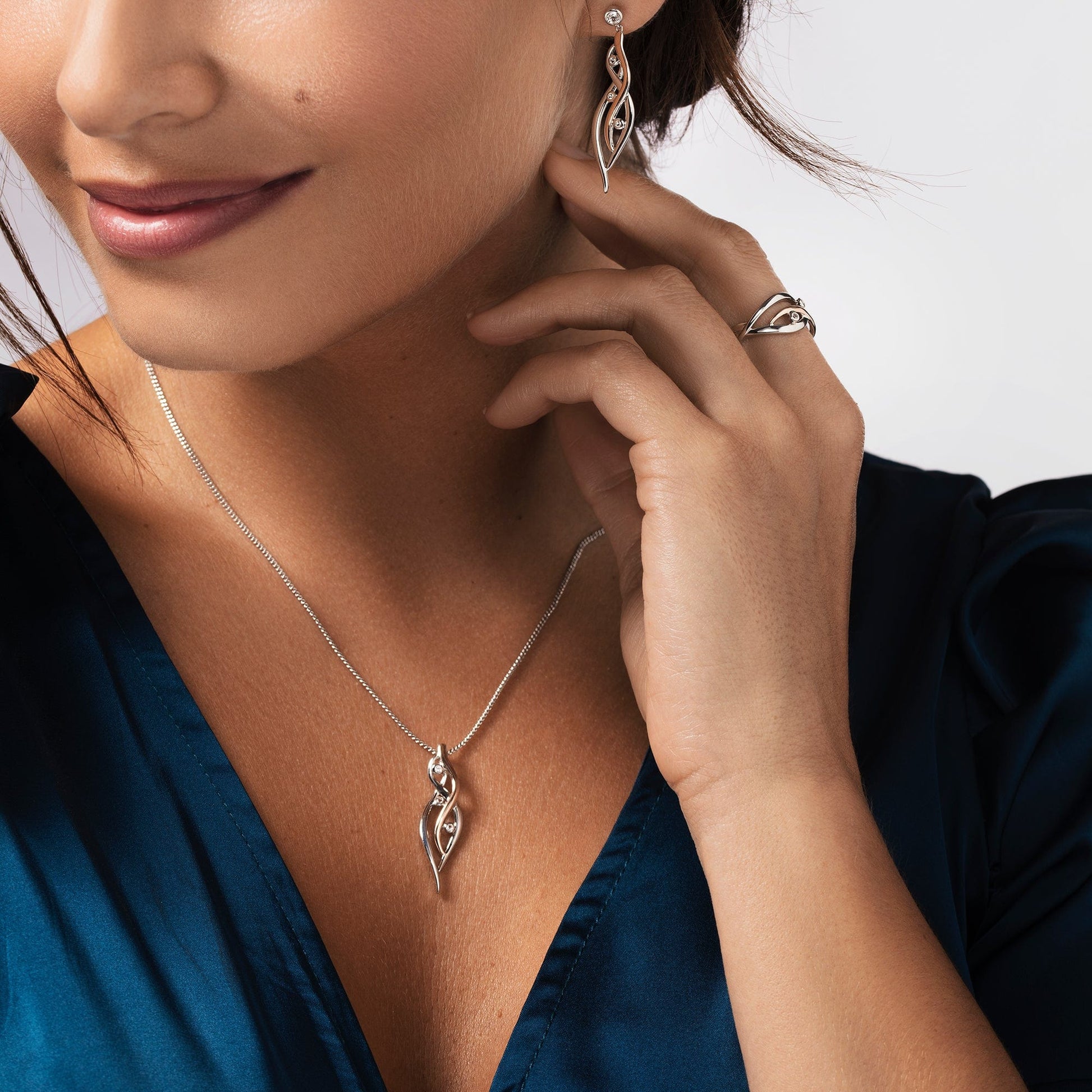 Nature's Wonder Sterling Silver Waterfall Pendant with Topaz