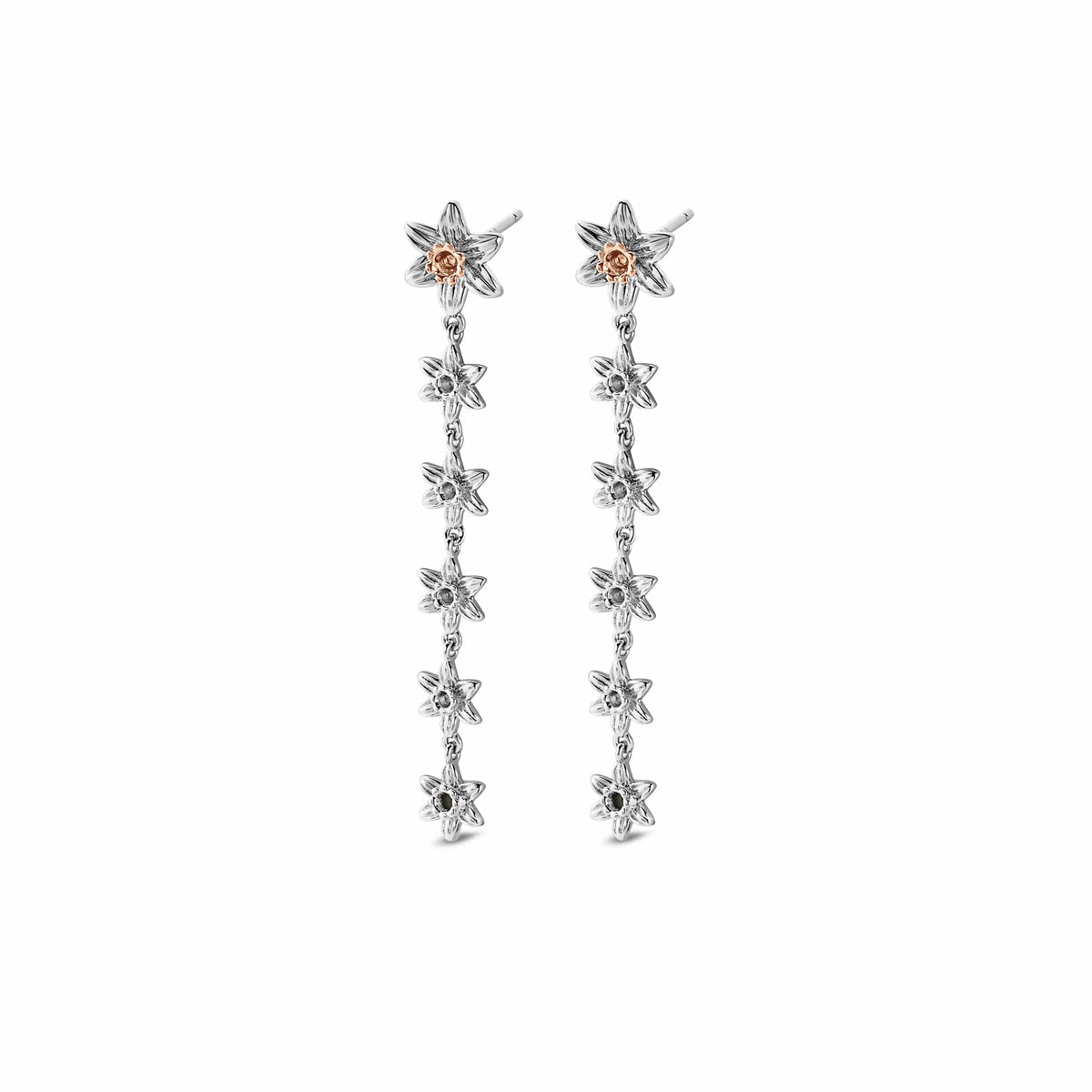 Natures Wonder Sterling Daffodil Drop Hoop Earrings