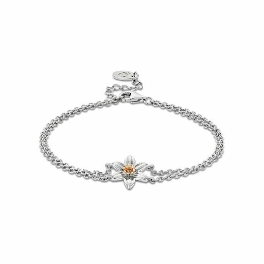 Nature's Wonder Sterling Silver Daffodil Double-Chain Bracelet