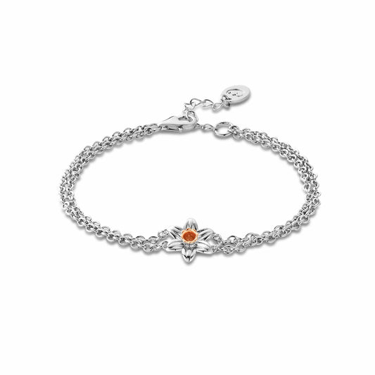 Nature's Wonder Sterling Silver Daffodil Double-Chain Bracelet