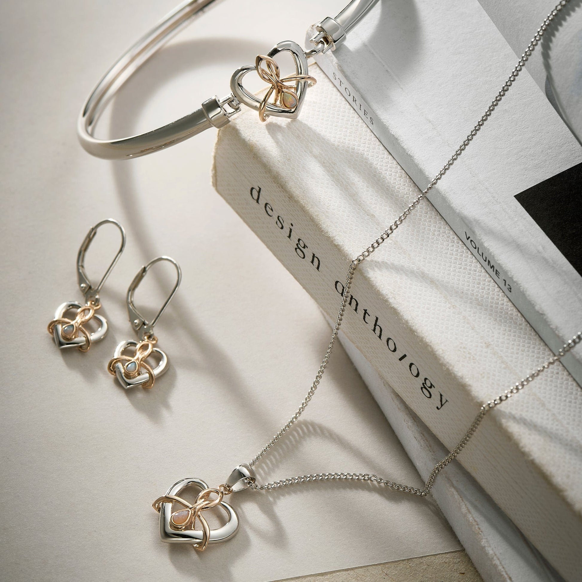 Forever Yours Sterling Silver Dwynwen Drop Earrings with Opals