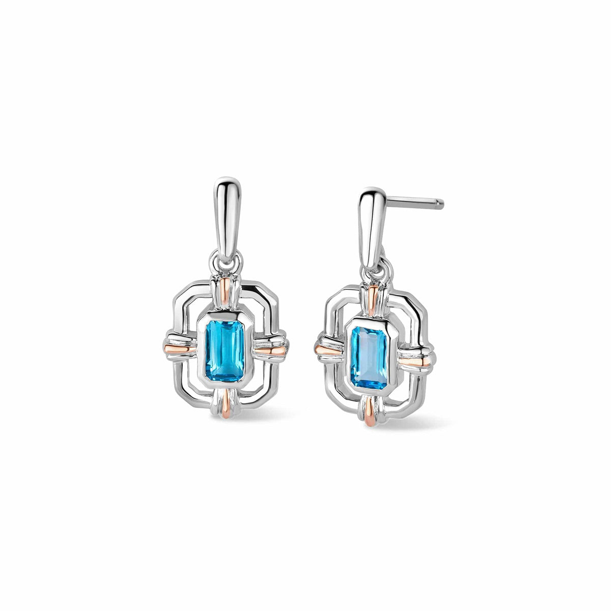 Royal ® Sterling Silver Gateways Drop Stud Earrings Swiss Topaz