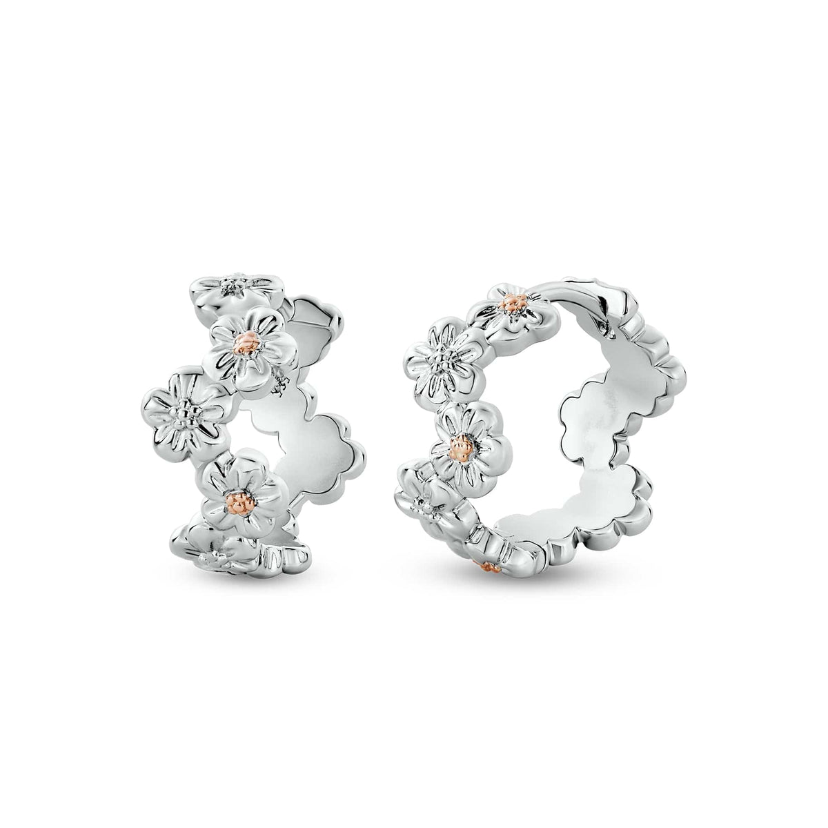 Natures Wonder Sterling Forget Me Not Huggie Hoop Earrings