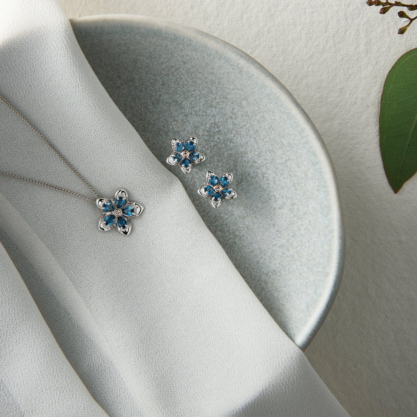 Forget Me Not Silver and London Blue Topaz Stud Earrings