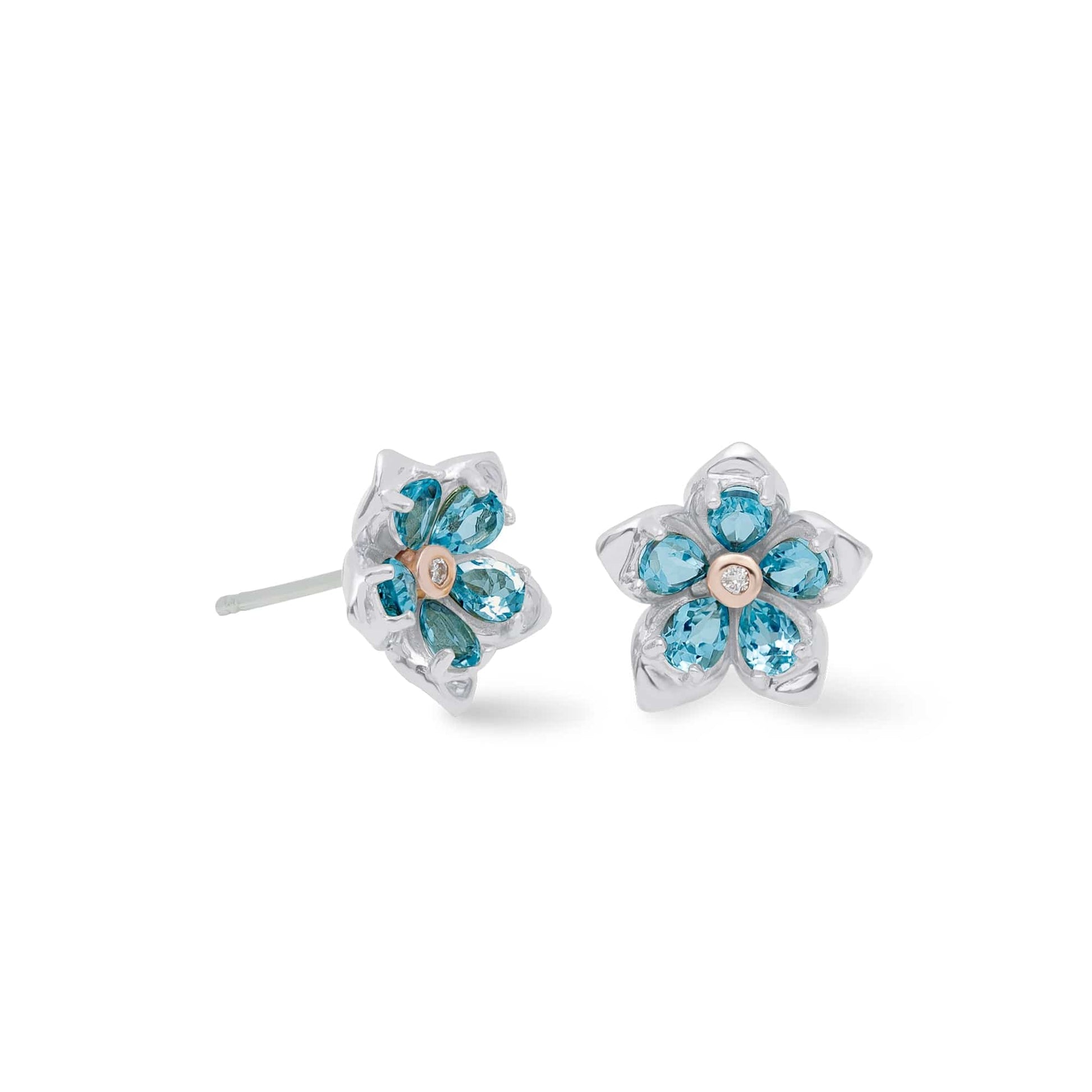 Forget Me Not Silver and London Blue Topaz Stud Earrings