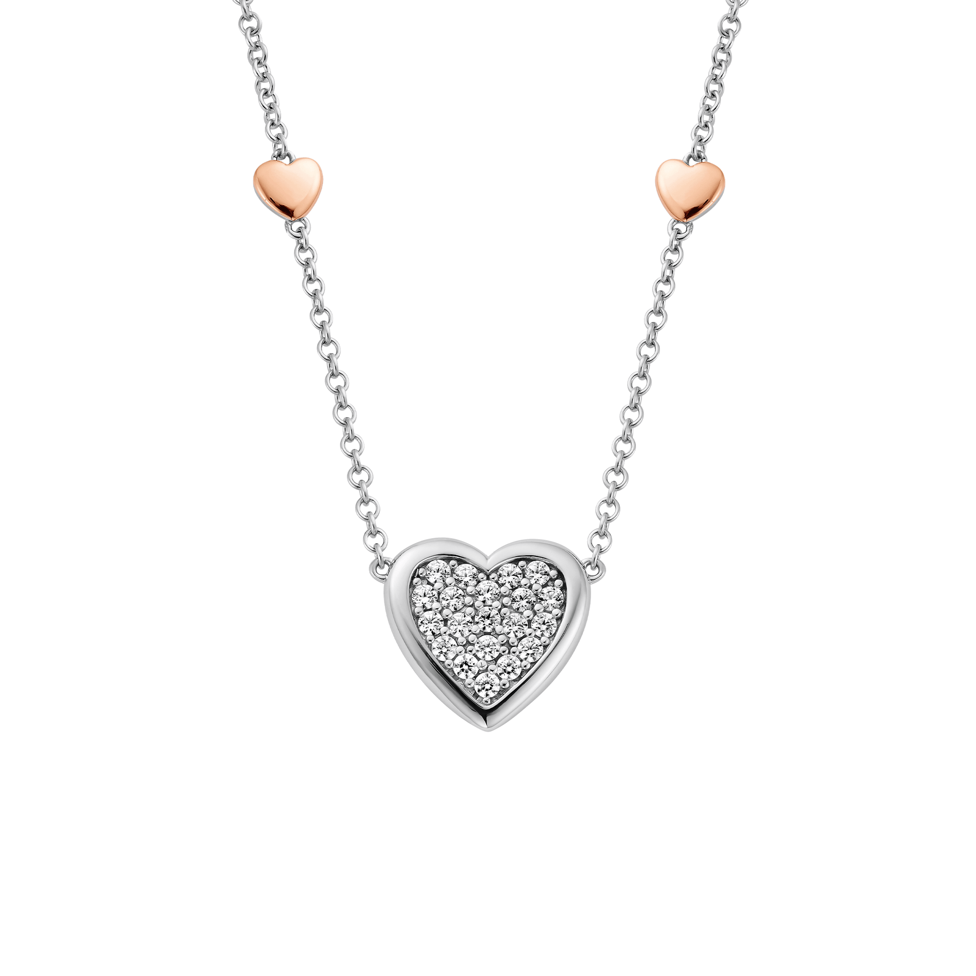 Forever Yours Sterling Silver Love Heart Necklace with Swarovski® Zirconia