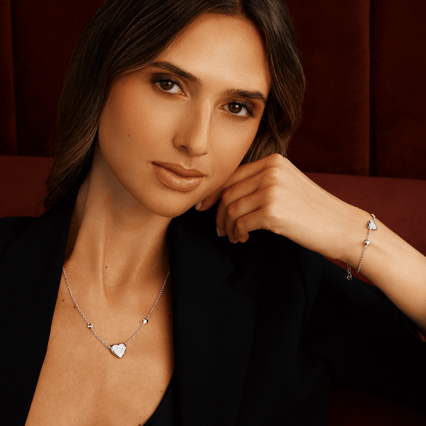 Forever Yours Sterling Silver Love Heart Bracelet with Swarovski® Zirconia