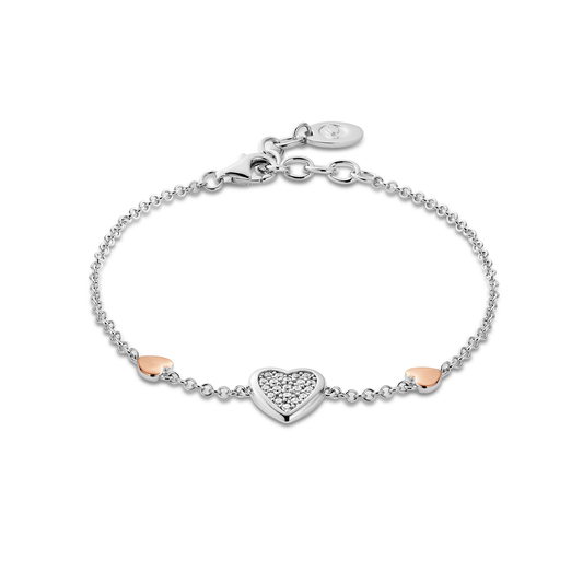 Forever Yours Sterling Silver Love Heart Bracelet with Swarovski® Zirconia