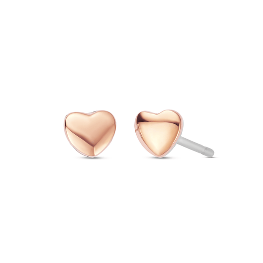 Forever Yours Sterling Silver & 9ct Rose Gold Love Heart Stud Earrings