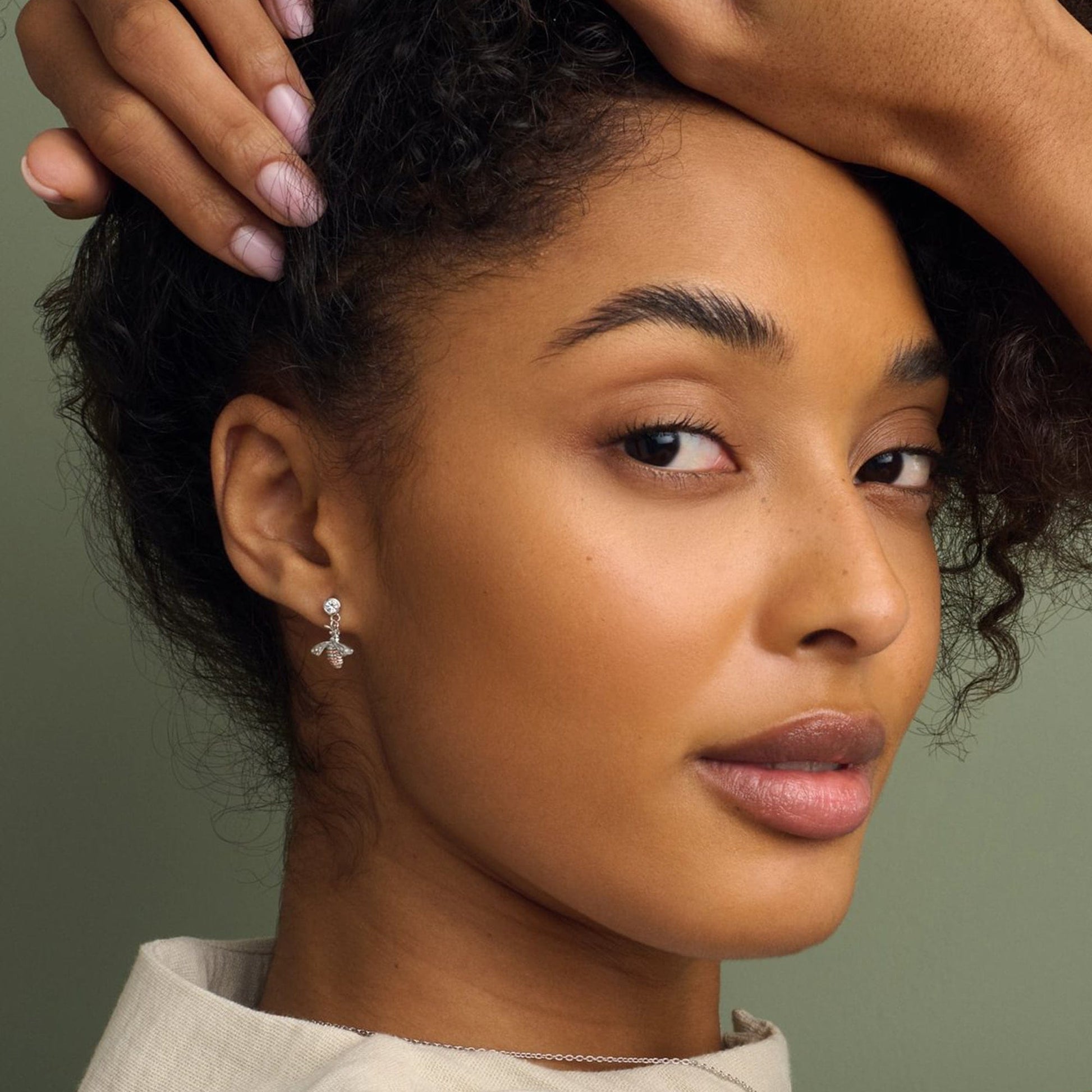 Nature's Wonder Sterling Silver Honey Bee Drop Earrings with Topaz