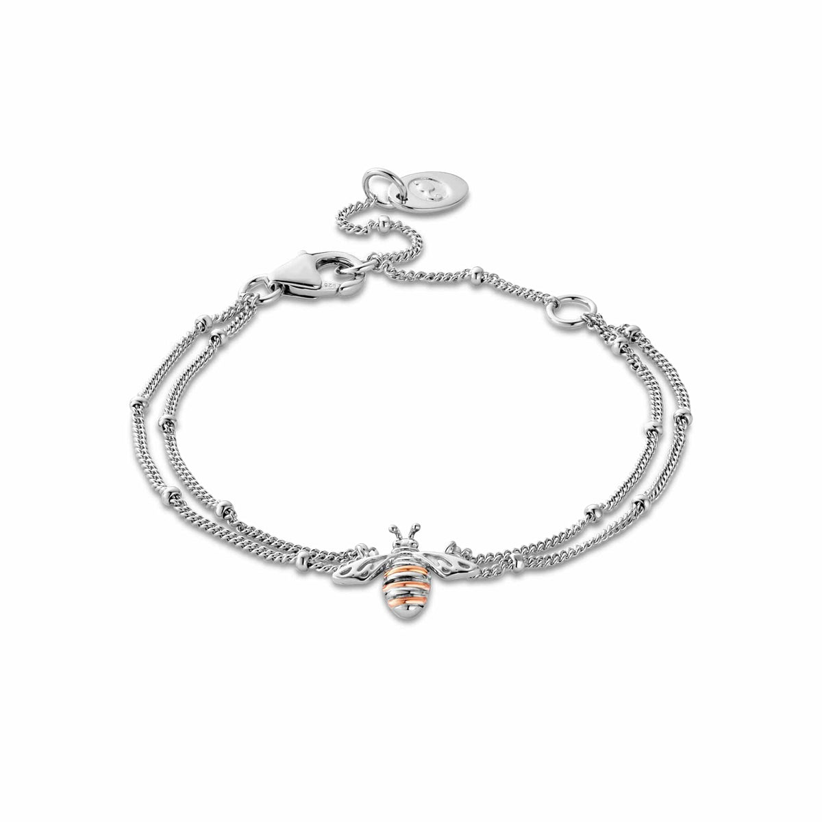 Natures Wonder Sterling Honey Bee Double Chain Bracelet