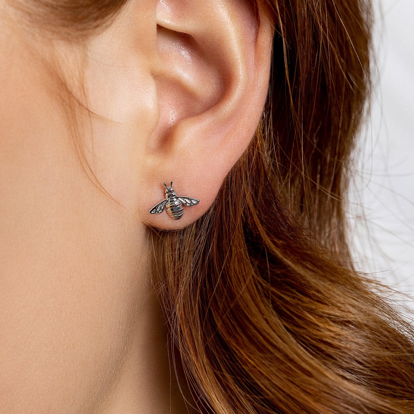 Nature's Wonder Sterling Silver Honey Bee Stud Earrings