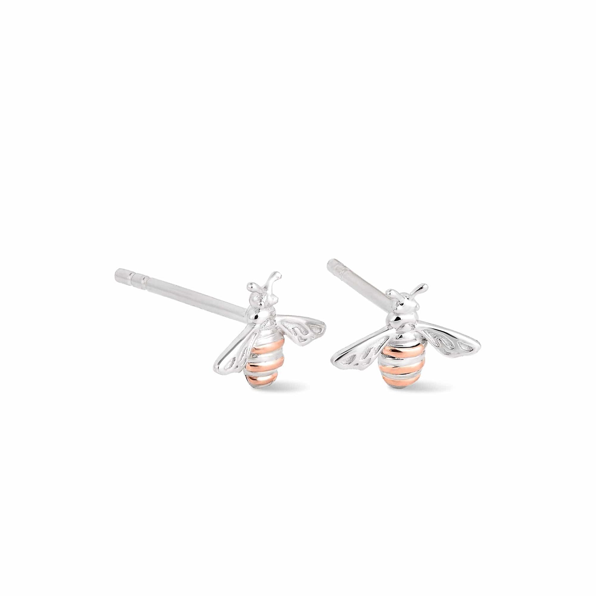 Nature's Wonder Sterling Silver Honey Bee Stud Earrings