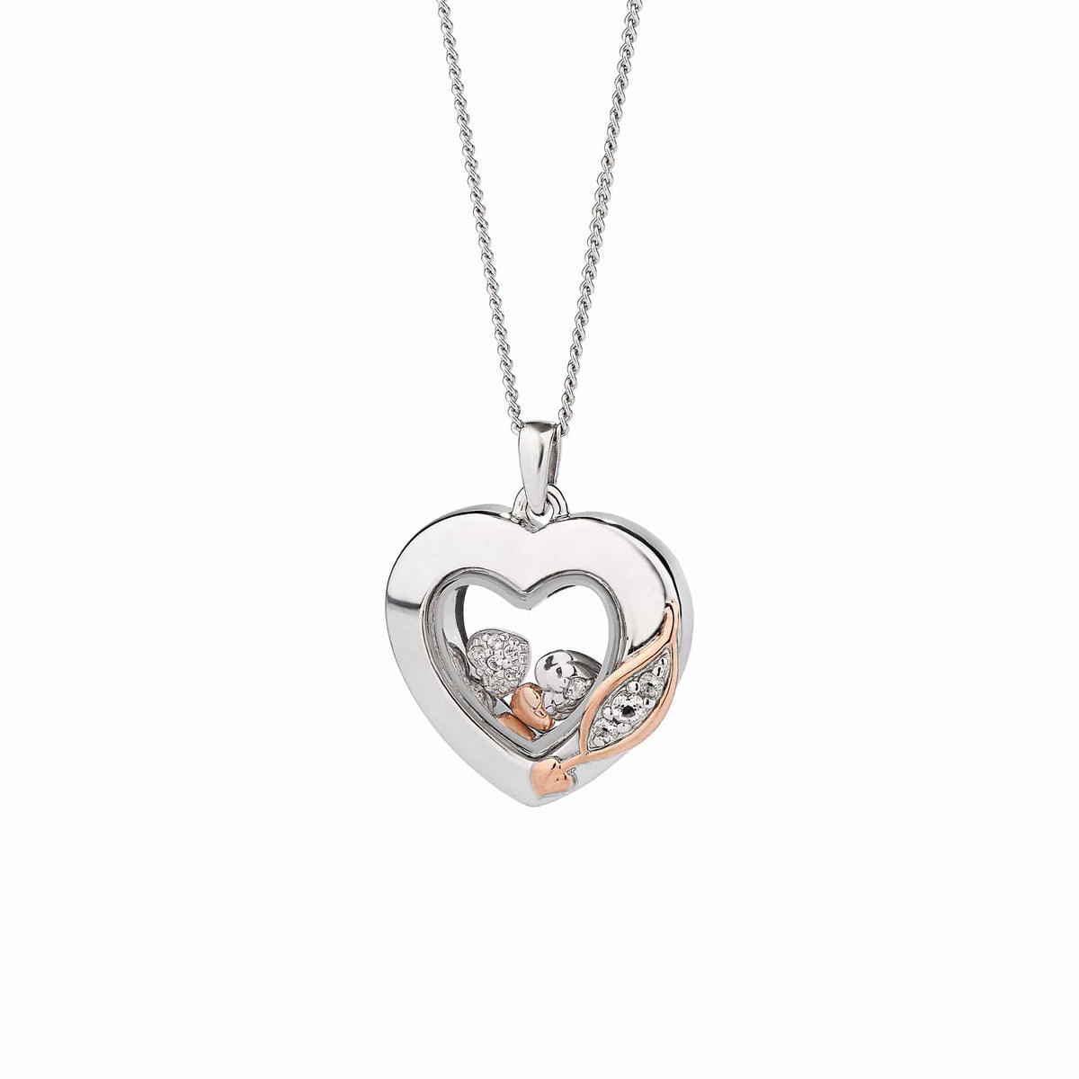 Past Present Future® Sterling Heart Inner Charm Pendant Topaz