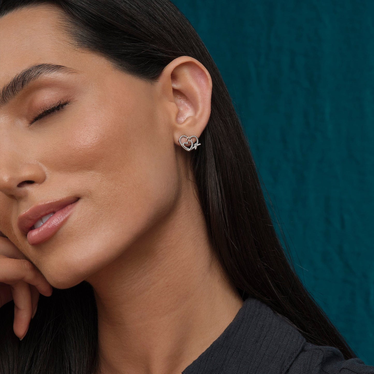 Forever Yours Sterling Silver Bound Stud Earrings