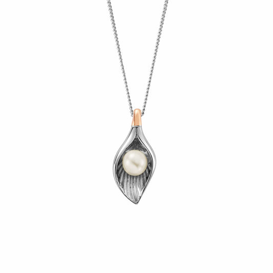Nature's Wonder Sterling Silver Oyster Shell Pendant with Pearl