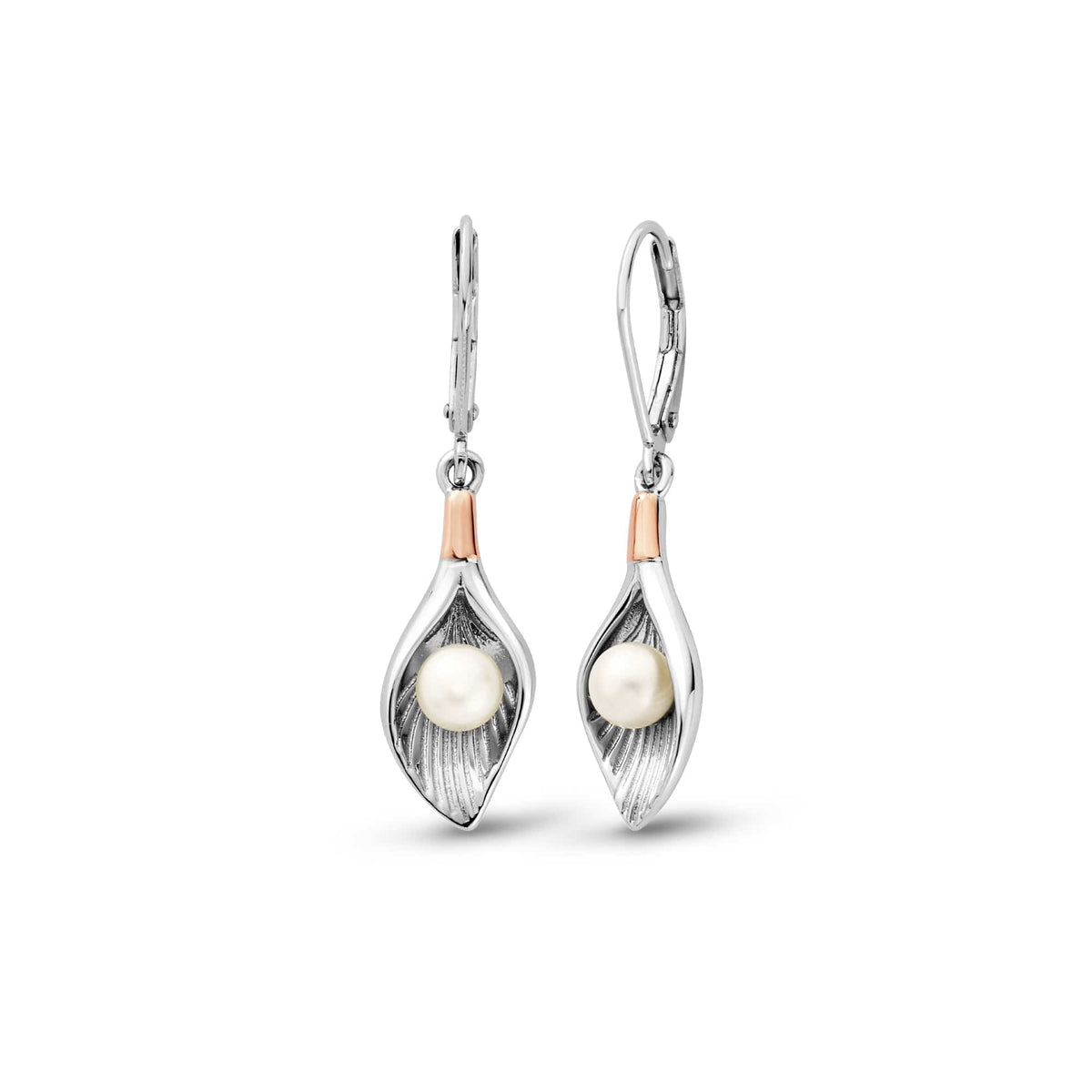Natures Wonder Sterling Oyster Shell Drop Earrings Pearls