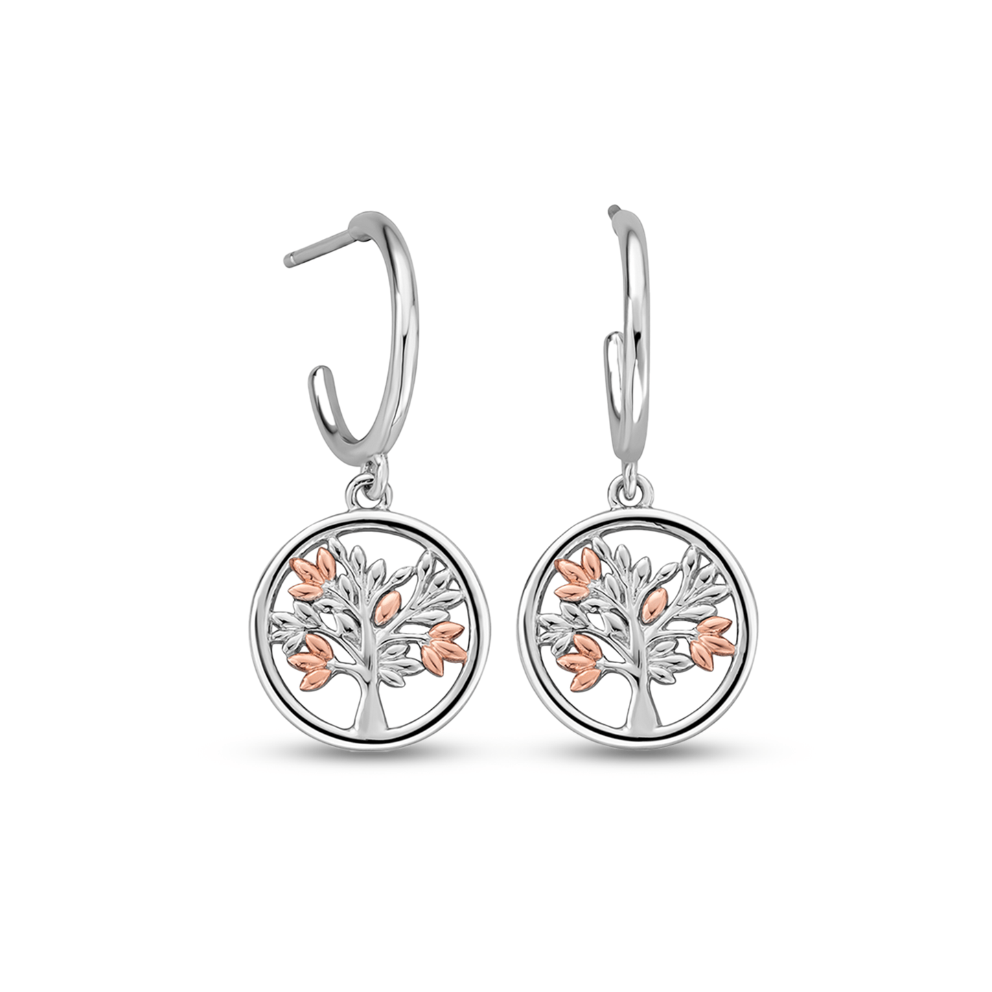 Tree of Life Circle Silver Drop Earrings Clogau