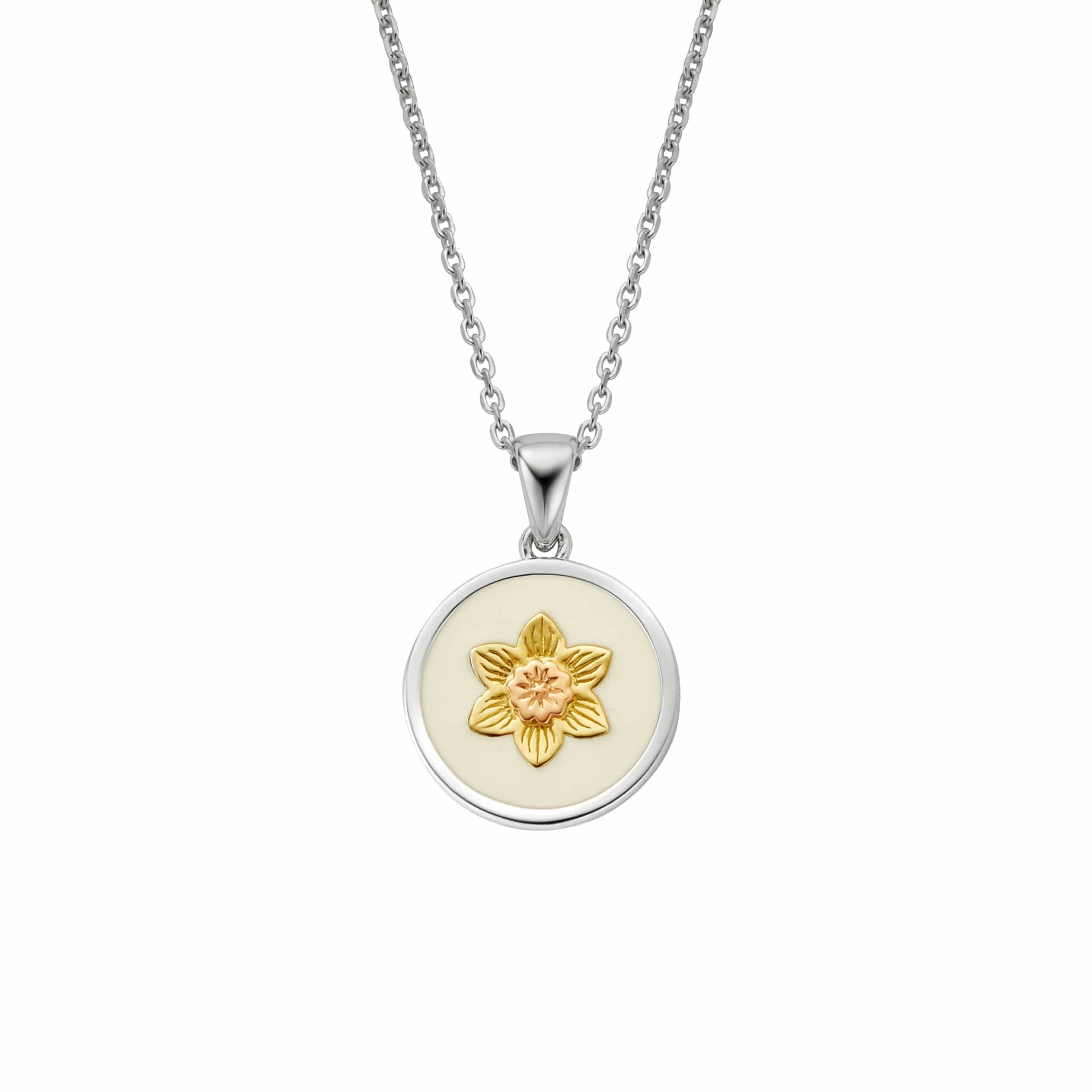 Nature's Wonder Sterling Silver Daffodil Pendant with Enamel