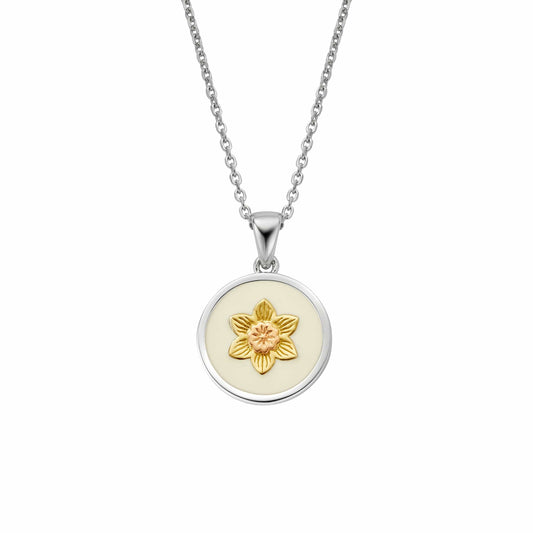 Nature's Wonder Sterling Silver Daffodil Pendant with Enamel