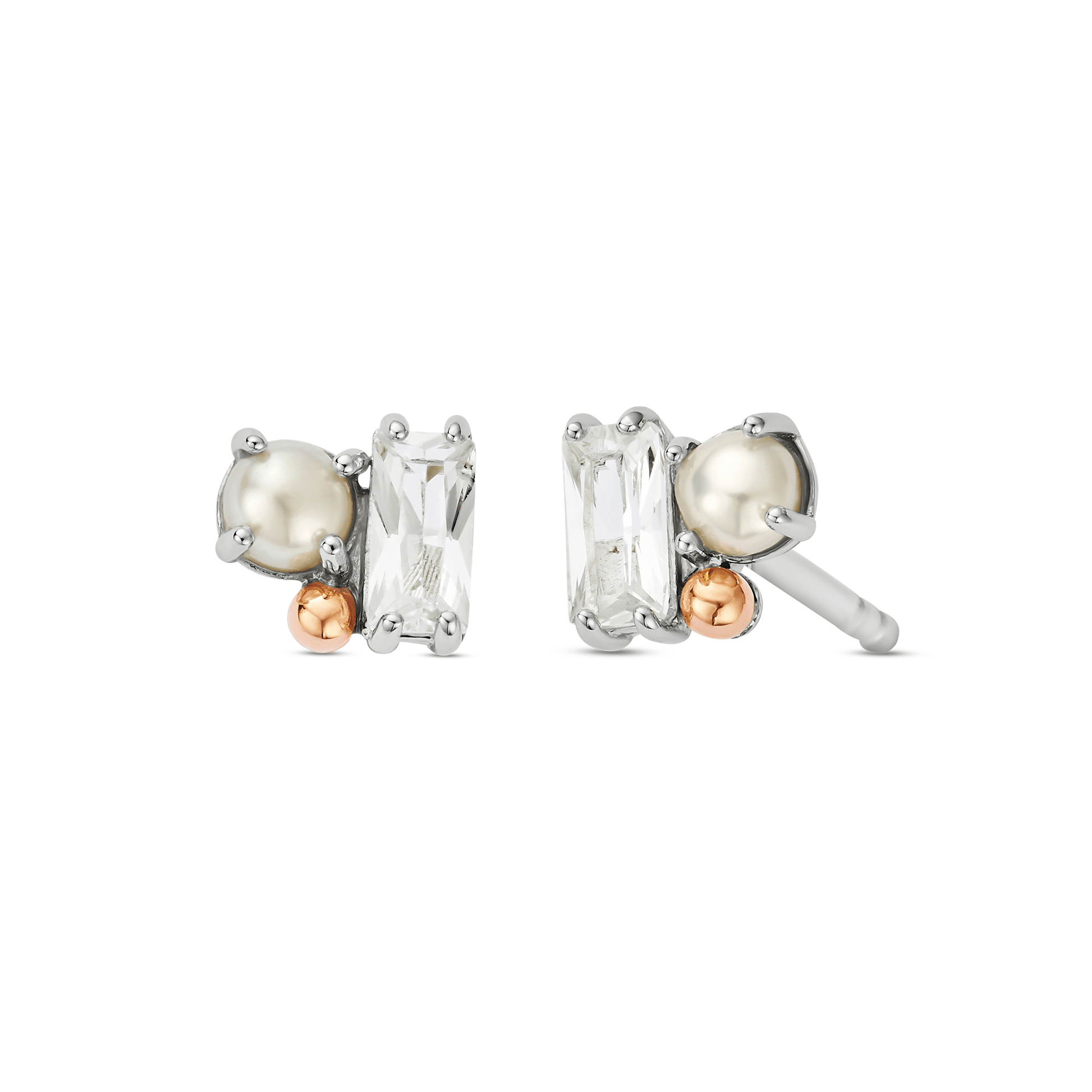 Nature's Wonder Sterling Silver Beachcomber Cluster Stud Earrings with Topaz & Pearl