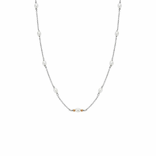 Nature's Wonder Sterling Silver Beachcomber Choker with Pearls