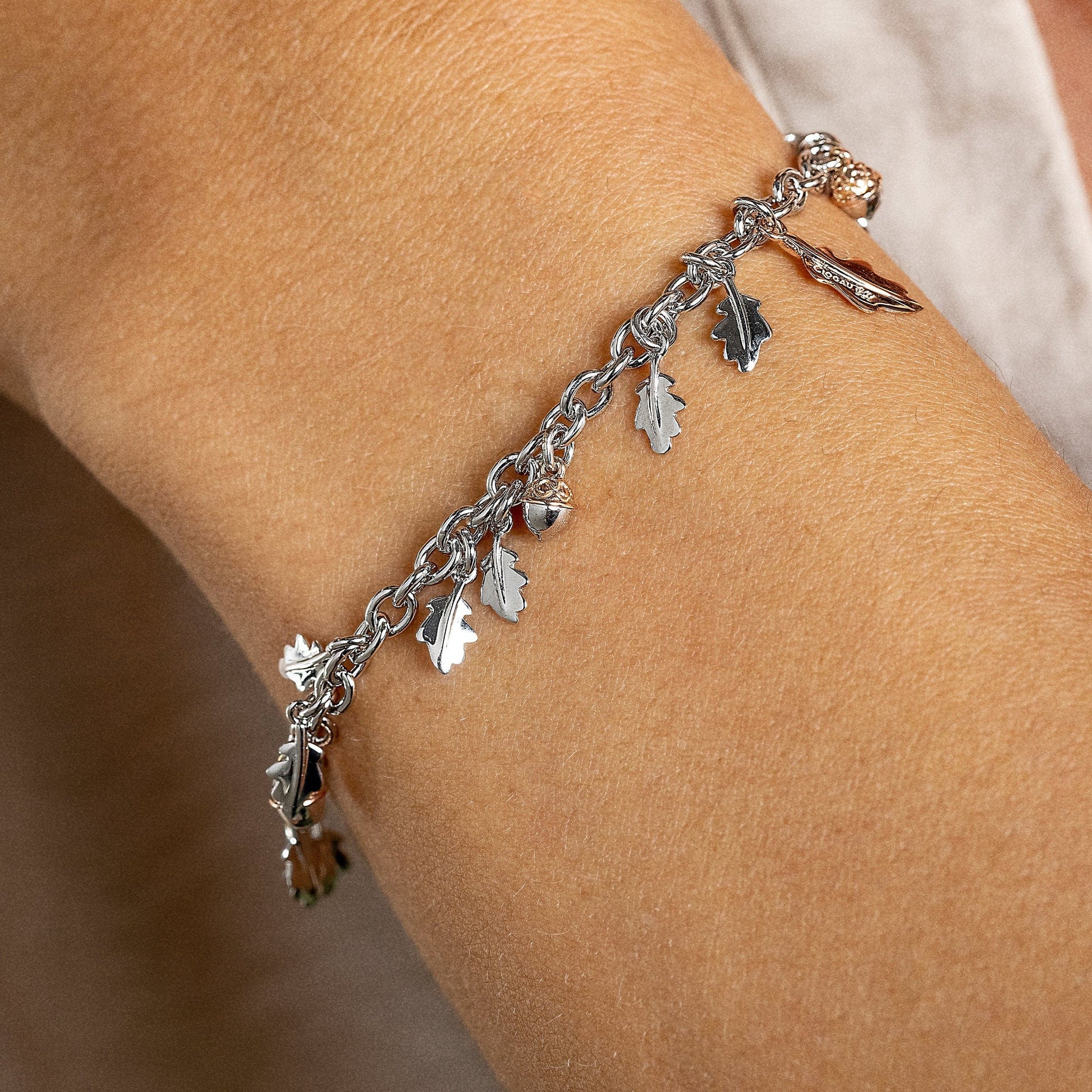 Royal Clogau® Sterling Silver Oak Leaf Bracelet with Topaz
