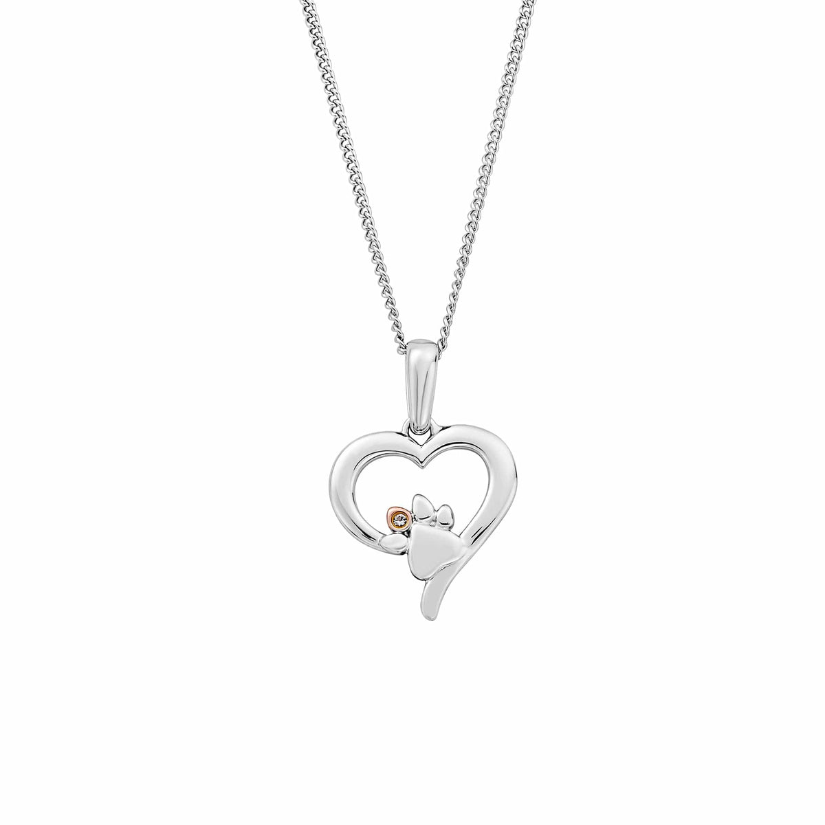 Paw Prints Sterling Heart Pendant Topaz