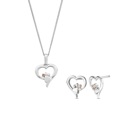 Paw Prints Sterling Silver Heart Pendant with Topaz Set