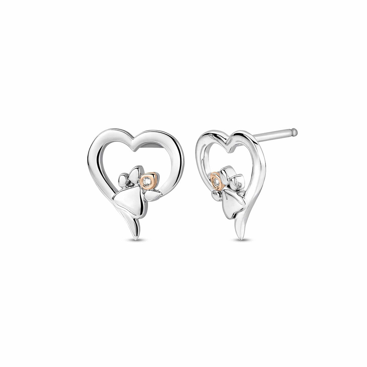 Paw Prints Sterling Heart Stud Earrings Topaz