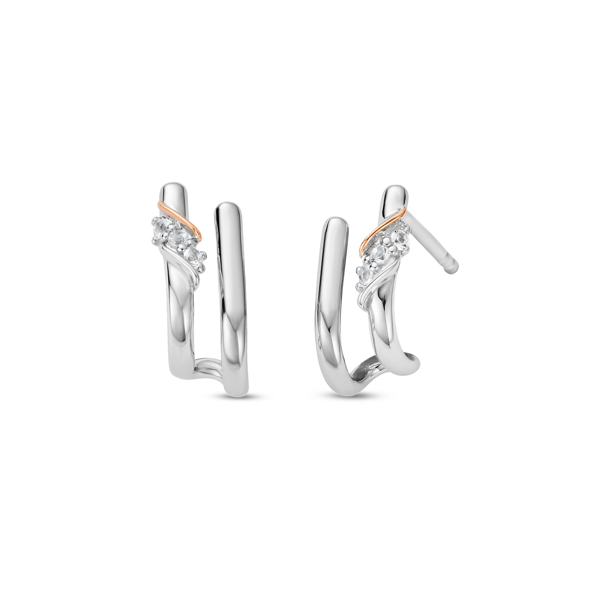 Past Present Future® Sterling Silver Curve Stud Earrings with Topaz