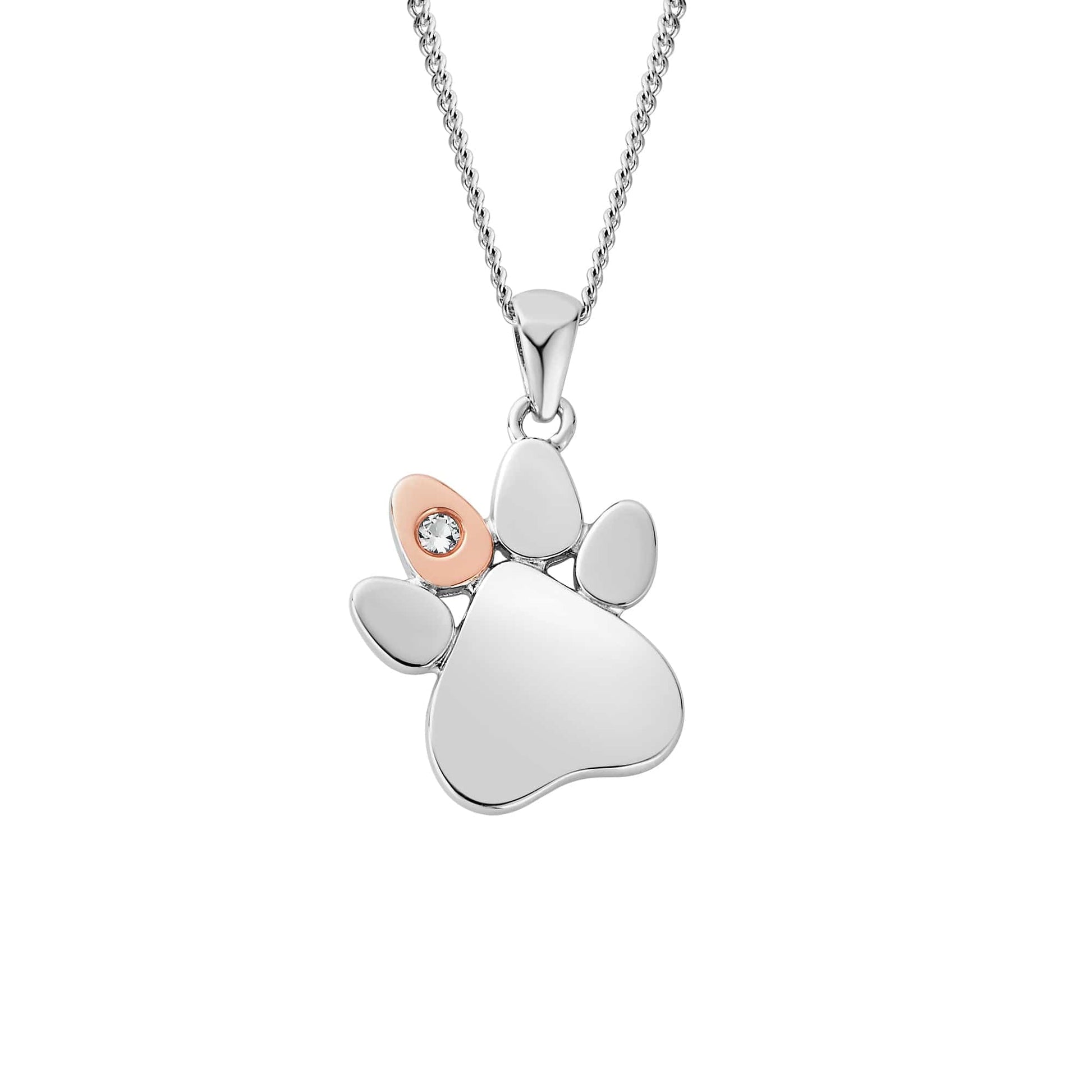 Paw Prints Sterling Silver Pendant with Topaz