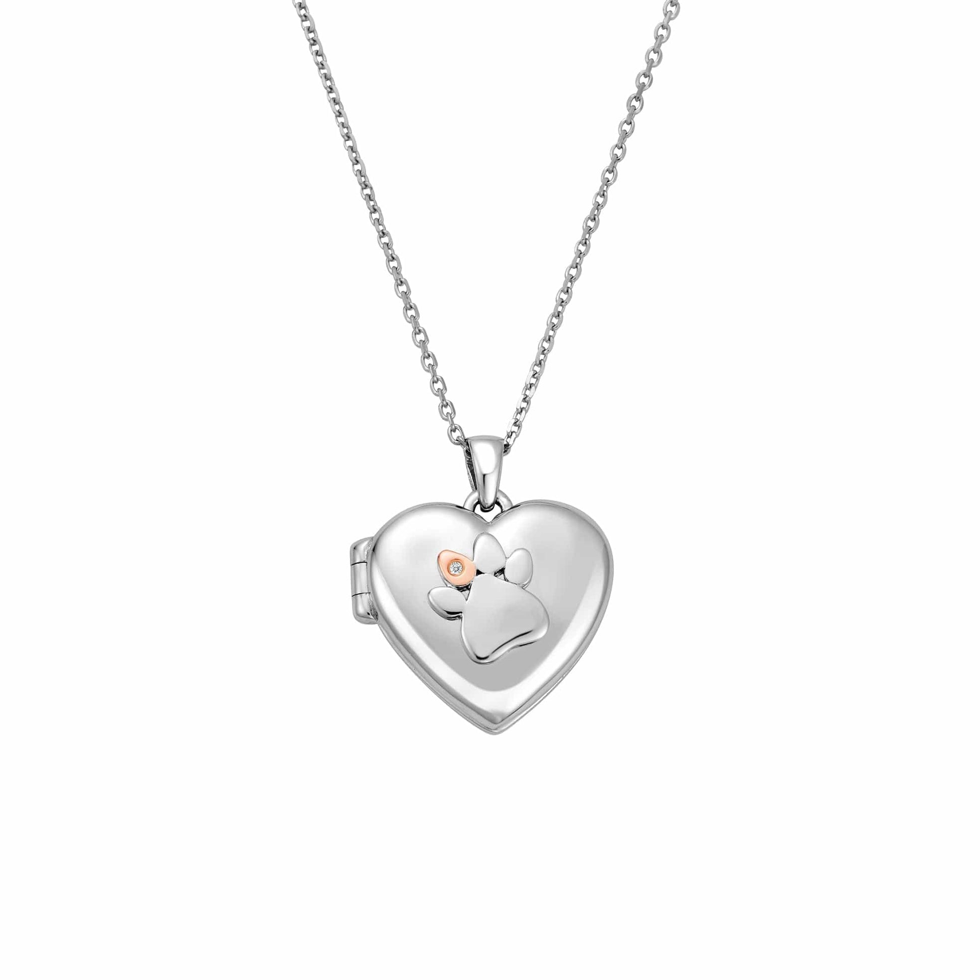 Paw Prints Sterling Silver Locket with Topaz